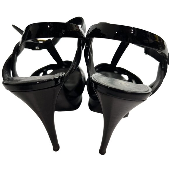 Yves Saint Laurent Tribute 105 Slingback Sandals in Nero Vitello Vernice Soft - Picture 4 of 8